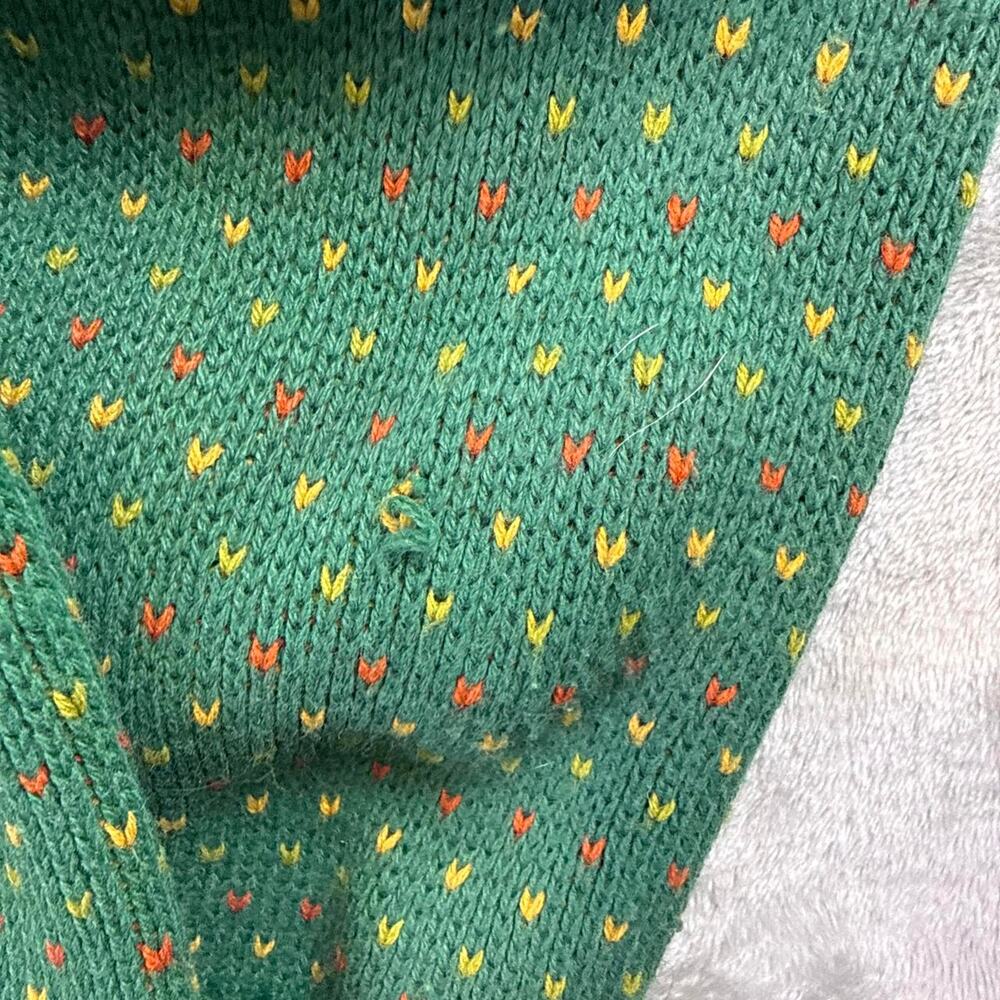VTG Nordic Pattern Cardigan Green Wool Knit Women’s Large Sweater Button Up - Picture 8 of 8
